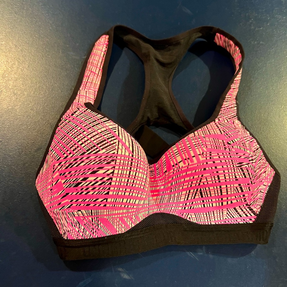 Under Armour Hot Pink, White, & Black Sports Bra
